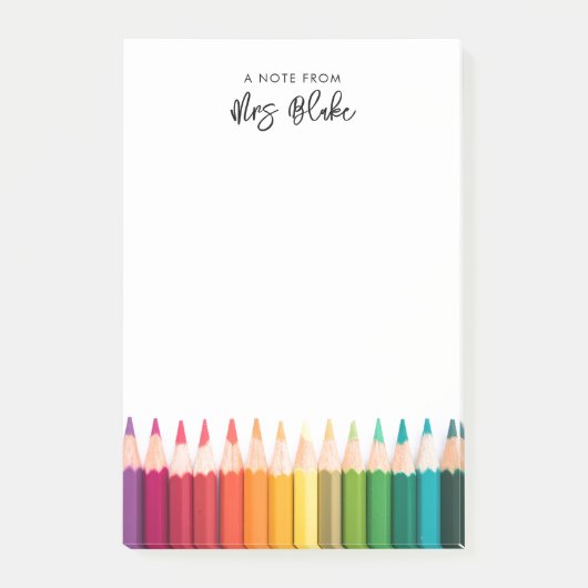Lehrerbewertungsstitel Rainbow Pencils Post-it Klebezettel (Vorderseite)