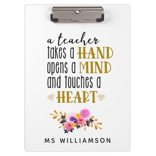 Lehrerbewertungstyp Personalisiert Klemmbrett (Vorderseite)