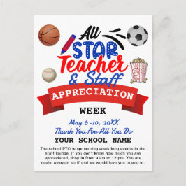 Lehrerbewertungswoche Alle Star-PTO-Strecke Postkarte