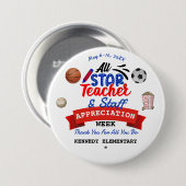 Lehrerbewertungswoche Alle Star School Name Button (Vorne & Hinten)