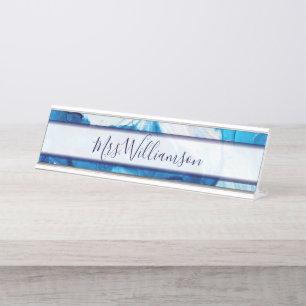 Lehrerbildner Professional Blue Marble Schreibtischnamensplakette