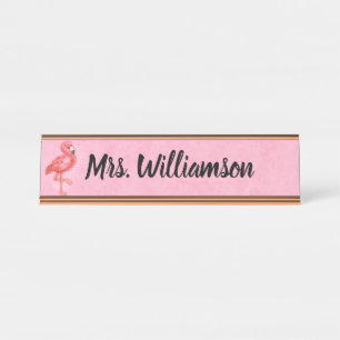 Lehrerbildner Professional Pink Flamingo Schreibtischnamensplakette