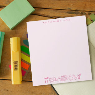 Lehrerbücher mit rosa Doodles  Notizblock