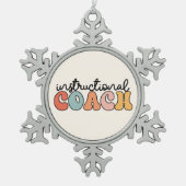 Lehrercoach Retro Schneeflocken Zinn-Ornament (Vorderseite)