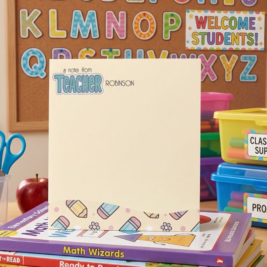 Lehrerdank Retro-Bleistift  Notizblock