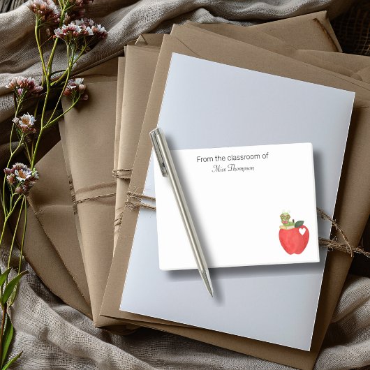 Lehrerdank-Schulzimmer-Rote-Apfel-Eigenes Design Post-it Klebezettel