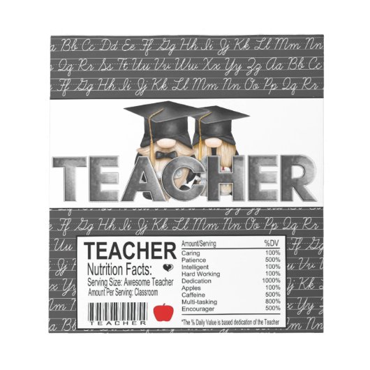 Lehrerempfehlung für Candy Bar Wrapper Favoriten Notizblock (Vorderseite)