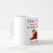 Lehrergeschenk – Apfeltasse mit Dankeschön-Nachric Kaffeetasse (Vorderseite Links)