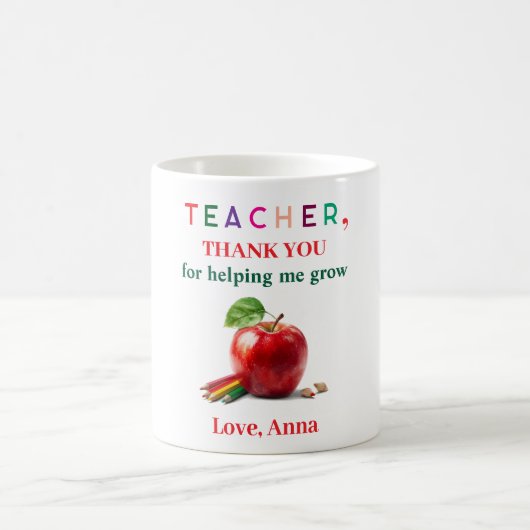 Lehrergeschenk – Apfeltasse mit Dankeschön-Nachric Kaffeetasse (Mittel)