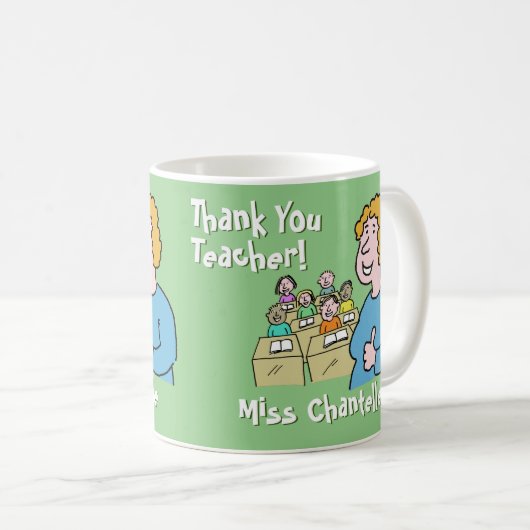 Lehrergeschenk. Danke an eine weibliche Lehrerin Kaffeetasse (VorderseiteRechts)