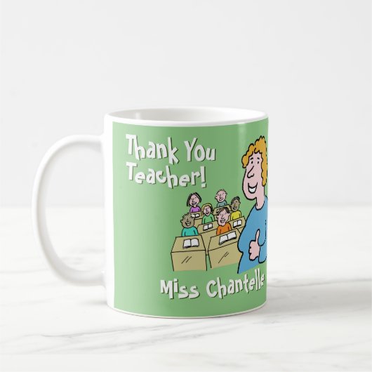 Lehrergeschenk. Danke an eine weibliche Lehrerin Kaffeetasse (Links)