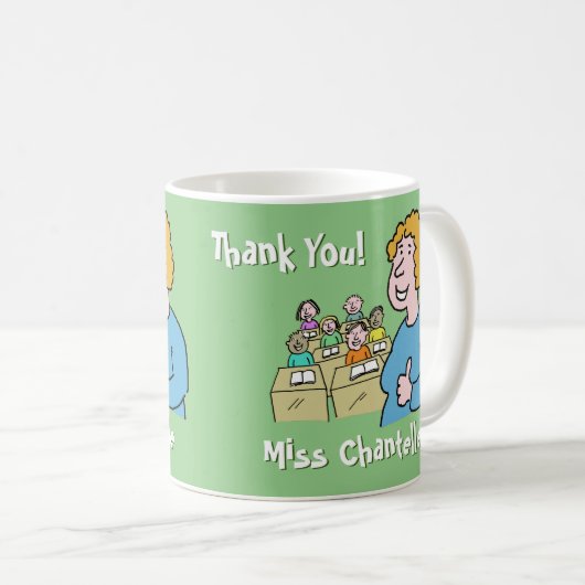 Lehrergeschenk. Danke an eine weibliche Lehrerin Kaffeetasse (VorderseiteRechts)