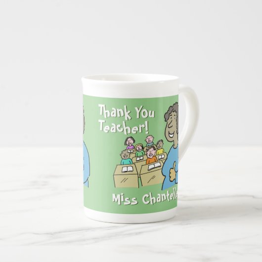 Lehrergeschenk. Danke, schwarze Schullehrerin Porzellantasse (Vorderseite Rechts)