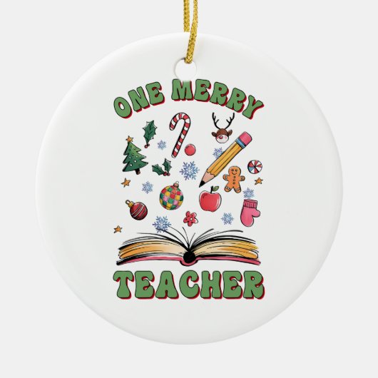 Lehrergeschenk | Ein fröhlicher Lehrer Keramik Ornament (Vorne)