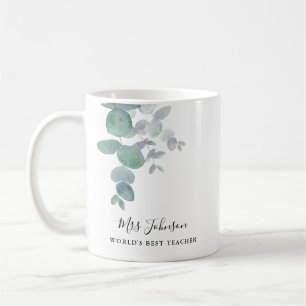 Lehrergeschenk Eukalyptus Grün Kaffeetasse