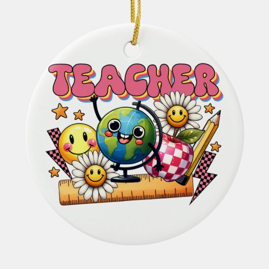 Lehrergeschenk | Floral Lehrer Keramik Ornament (Vorne)