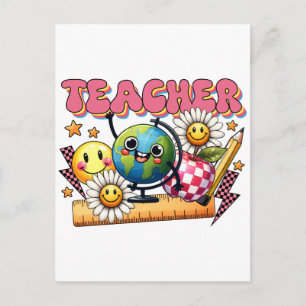 Lehrergeschenk Floral Lehrerin Postkarte