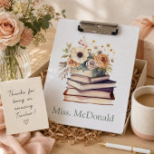 Lehrergeschenk Florale Bücher Klemmbrett