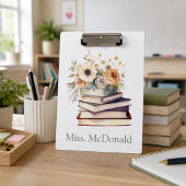 Lehrergeschenk Florale Bücher Klemmbrett