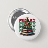 Lehrergeschenk | Frohe Weihnachten Lehrer Bücher Button (Vorne & Hinten)