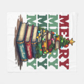 Lehrergeschenk | Frohe Weihnachten Lehrer Bücher Fleecedecke (Vorderseite (Horizontal))