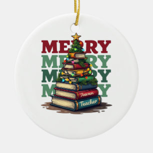 Lehrergeschenk Frohe Weihnachten Lehrer Bücher Keramik Ornament