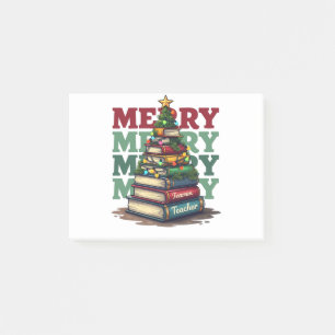 Lehrergeschenk   Frohe Weihnachten Lehrer Bücher Post-it Klebezettel