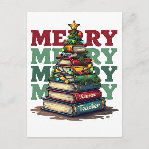 Lehrergeschenk Frohe Weihnachten Lehrer Bücher Postkarte