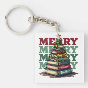 Lehrergeschenk Frohe Weihnachten Lehrer Bücher Schlüsselanhänger