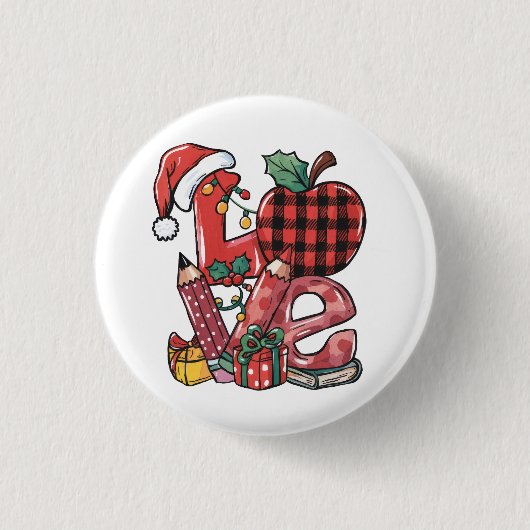 Lehrergeschenk | Frohe Weihnachten Liebe Button (Vorderseite)
