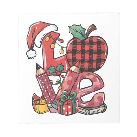Lehrergeschenk | Frohe Weihnachten Liebe Notizblock (Vorderseite)