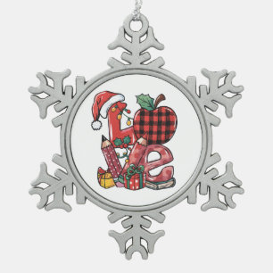Lehrergeschenk Frohe Weihnachten Liebe Schneeflocken Zinn-Ornament
