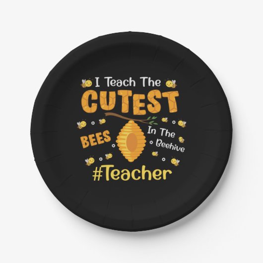 Lehrergeschenk ich lehre die Niedlichsten Bienen Pappteller (Vorderseite)
