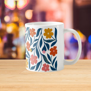 Lehrergeschenk im Volkskunststil, Boho-Blumenlehre Kaffeetasse