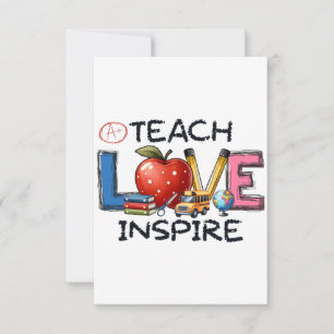 Lehrergeschenk   Lehre Liebe Inspirieren Dankeskarte