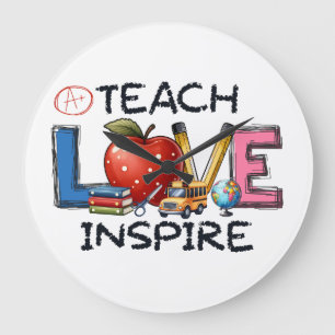Lehrergeschenk   Lehre Liebe Inspirieren Große Wanduhr