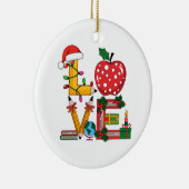 Lehrergeschenk | Liebe Bleistift Apfel Bücher Keramik Ornament (Rechts)