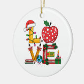 Lehrergeschenk | Liebe Bleistift Apfel Bücher Keramik Ornament (Links)