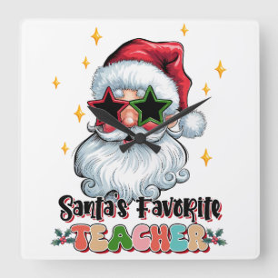 Lehrergeschenk Santas Lieblingslehrer Quadratische Wanduhr