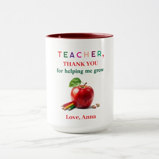 Lehrergeschenk Tasse – Dankeschön Nachricht (Zentrum)