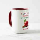 Lehrergeschenk Tasse – Dankeschön Nachricht (Vorderseite Links)