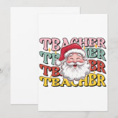 Lehrergeschenk | Weihnachtsmann-Lehrer Einladung (Vorne/Hinten)