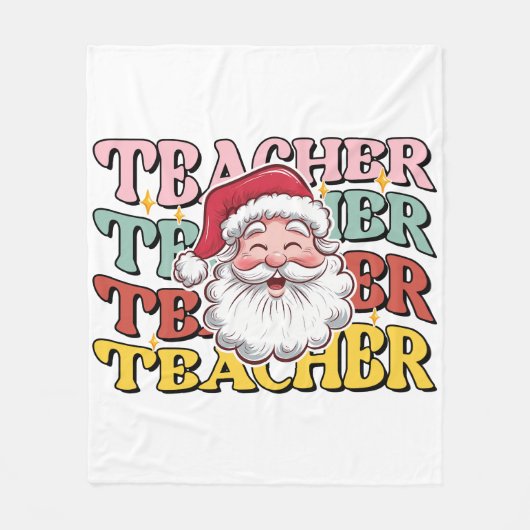 Lehrergeschenk | Weihnachtsmann-Lehrer Fleecedecke (Vorderseite)