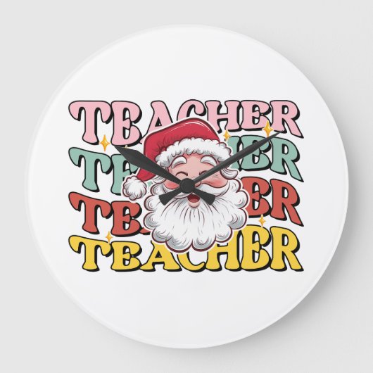 Lehrergeschenk | Weihnachtsmann-Lehrer Große Wanduhr (Vorderseite)