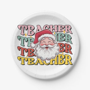 Lehrergeschenk Weihnachtsmann-Lehrer Pappteller