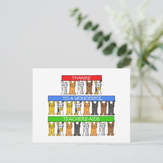 Lehrerhilfe Danke Cartoon Cats Postkarte (Stehend Vorderseite)