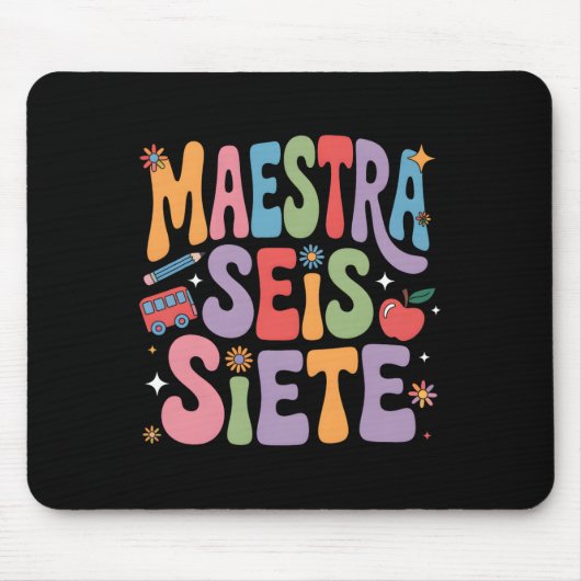Lehrerin 67 Six Seven Spanischlehrer Zweisprachig Mousepad (Vorne)