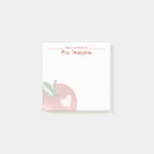 Lehrerin Apple Heart Red Name Watercolor Post-it Klebezettel (Vorderseite)