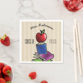 Lehrerin Apple mit Buchstapel Serviette (Beispiel)