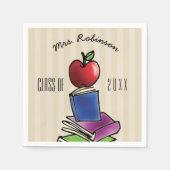 Lehrerin Apple mit Buchstapel Serviette (Vorderseite)